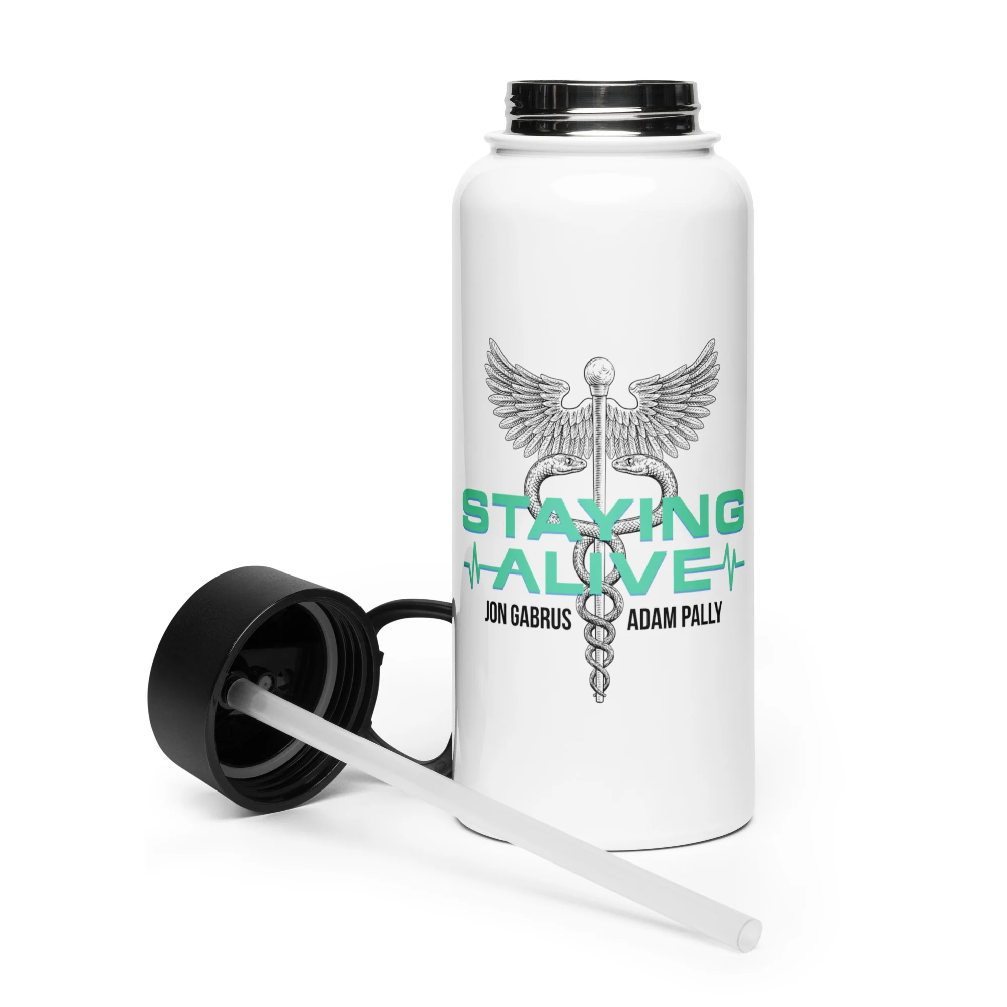 Staying Alive: Stainless Bottle with Straw Lid - Image 2
